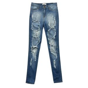 Vibrant MIU Skinny Jeans Women's Size 26 Blue Distressed Denim